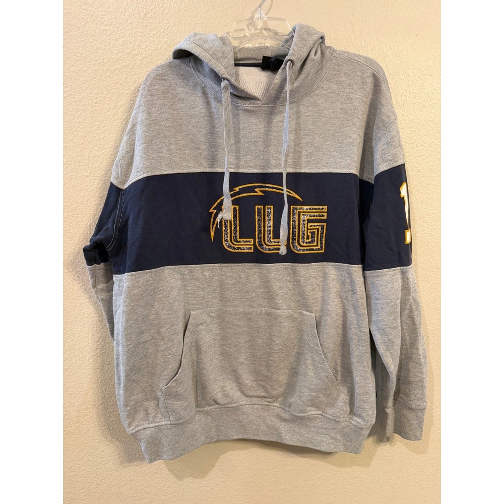 Pennant Sportswear LLG Lightning Bolt Colorblock Hoodie Mens Small Grey Navy 10